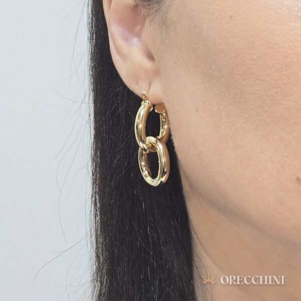 ARGOLA TUBULAR DOIS AROS C/ GANCHO ITALIANO BANHADA A OURO 18K - Image 2