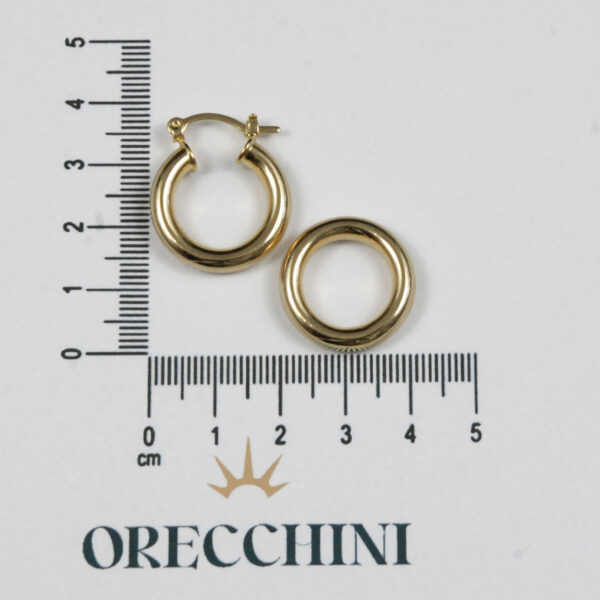 ARGOLA TUBULAR DOIS AROS C/ GANCHO ITALIANO BANHADA A OURO 18K - Image 4