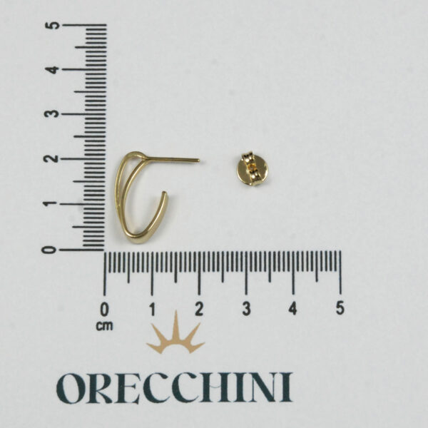 ARGOLA ELIPTICA DETALHE LATERAL PQ. C/ TARRAXA BANHADA A OURO 18K - Image 4