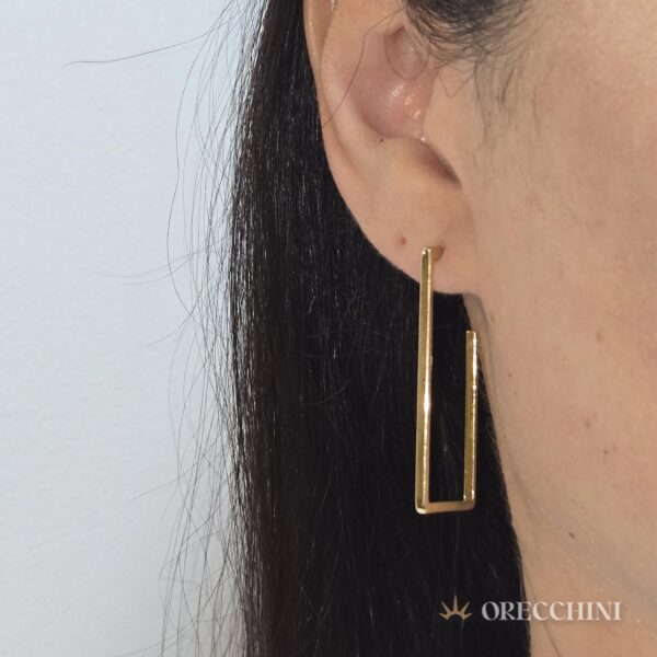 ARGOLA RETANGULAR C/ TARRAXA BANHADA A OURO 18K - Image 2