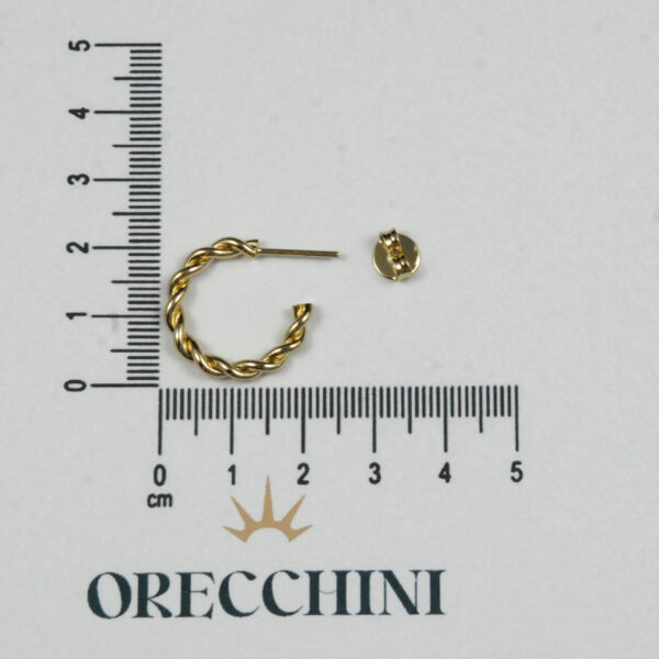 ARGOLA LATERAL FIO TORCIDO 1,5  C/ TARRAXA BANHADA A OURO 18K - Image 4