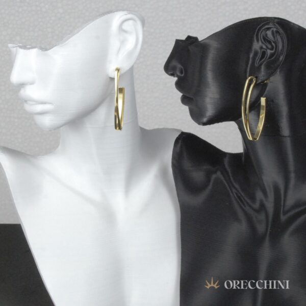 ARGOLA ELIPTICA DETALHE LATERAL GD. C/ TARRAXA BANHADA A OURO 18K - Image 3