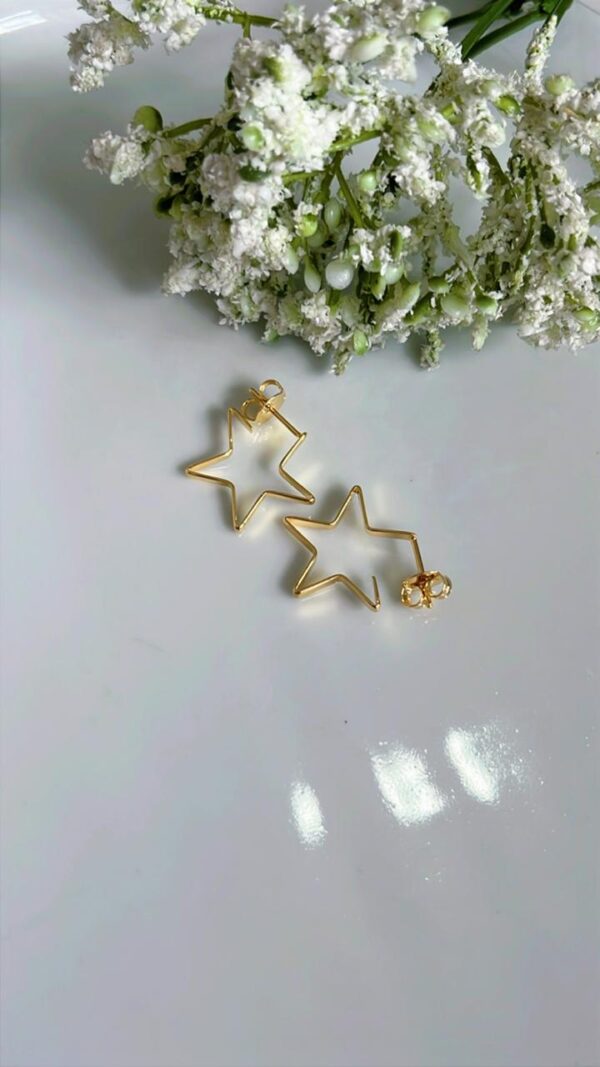 ARGOLA ESTRELA C/ TARRAXA BANHADA A OURO 18K