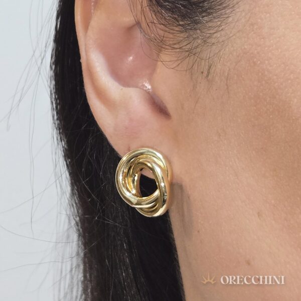 BRINCO FRONTAL ELOS TUBULARES PQ. C/ TARRAXA BANHADO A OURO 18K - Image 2