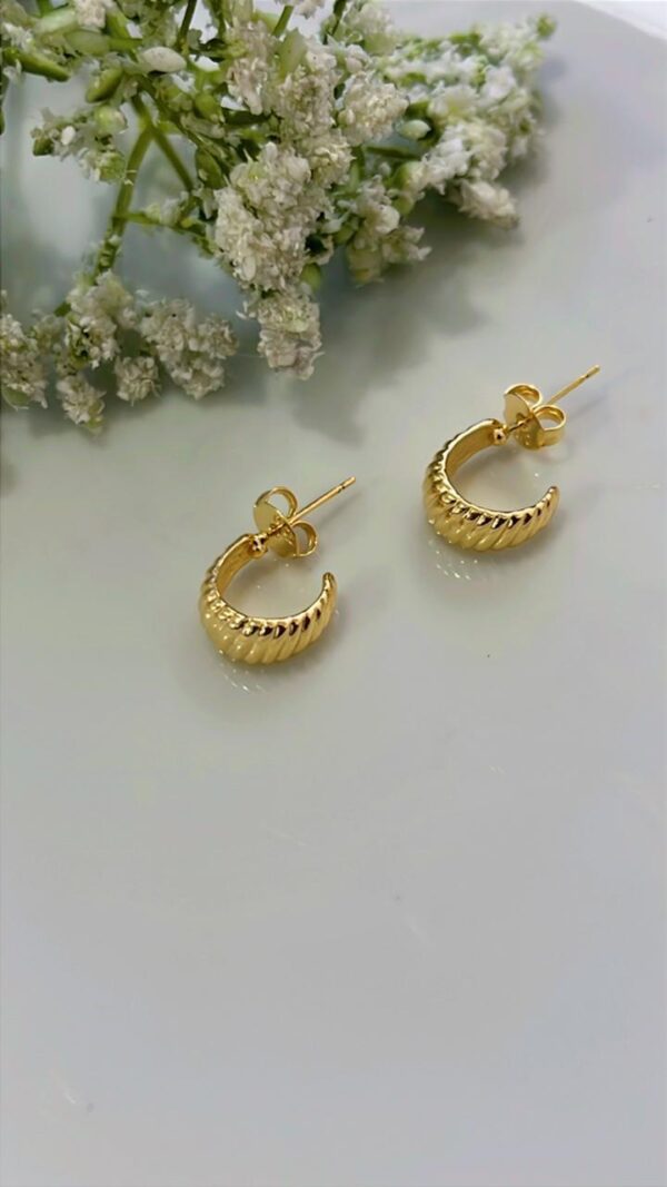 BRINCO CONCHA ONDULADA C/ TARRAXA BANHADO A OURO 18K