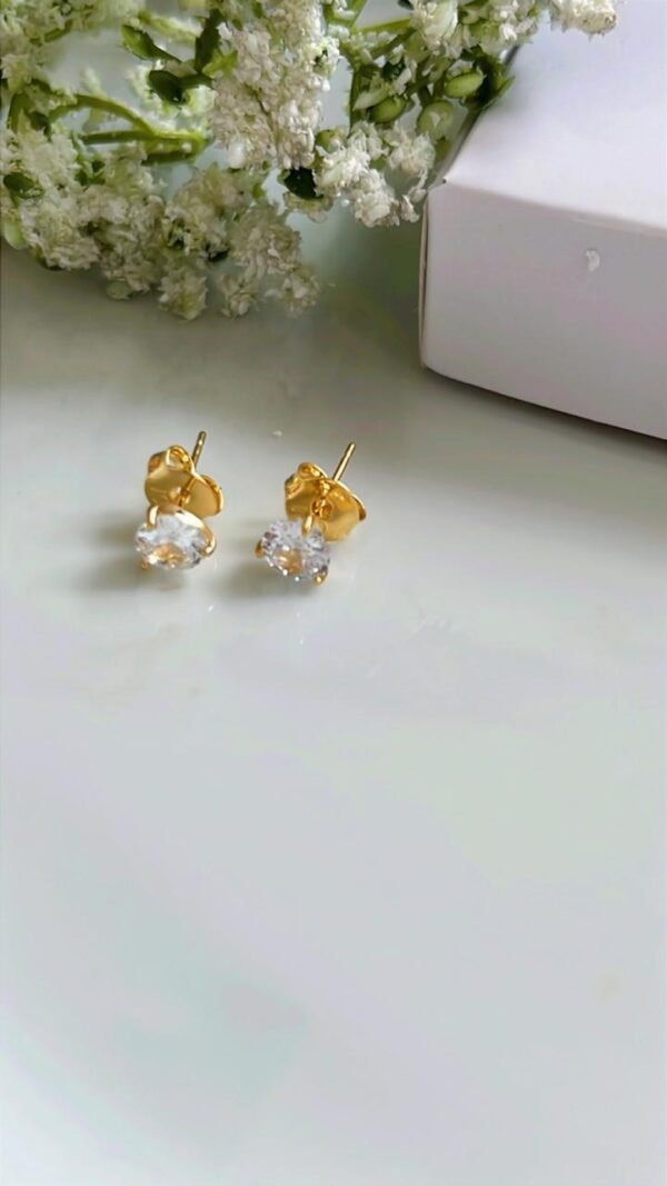 BRINCO CRAVEJADO GARRA C/ TARRAXA BANHADO A OURO 18K