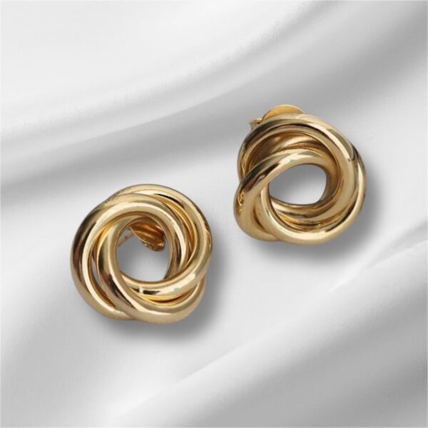 BRINCO FRONTAL ELOS TUBULARES PQ. C/ TARRAXA BANHADO A OURO 18K
